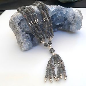 Rainbow Luster Labradorite Bead Necklace